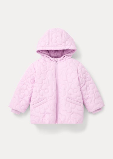 Girls Lilac Floral Puffer Jacket (9mths-6yrs)