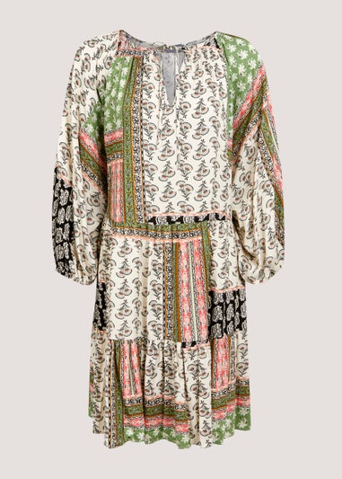 Papaya Curve Multicoloured Boho Print Mini Dress
