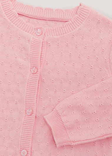 Girls Pink Fine Knit Cardigan (9mths-6yrs)
