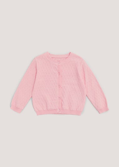 Girls Pink Fine Knit Cardigan (9mths-6yrs)