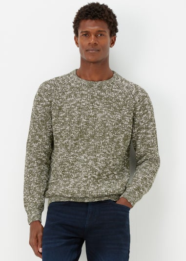 Khaki Slub Crew Neck Jumper