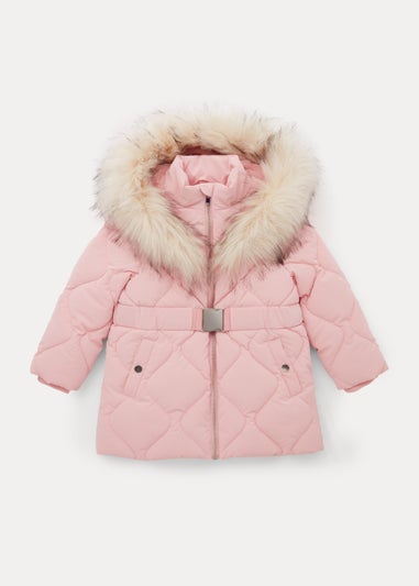 Girls Pink Faux Fur Coat (4-13yrs)
