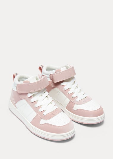 Girls White PU High Top Trainers (Younger 10-Older 5)