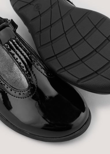 Girls Black T-Bar Patent School Shoes (Younger 10-Older 5)