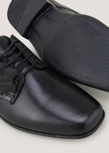 Boys Black Real Leather Formal School Shoes (Older 1-6)