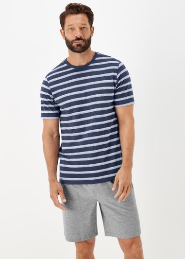 Navy Stripe Short Pyjama Set - Matalan