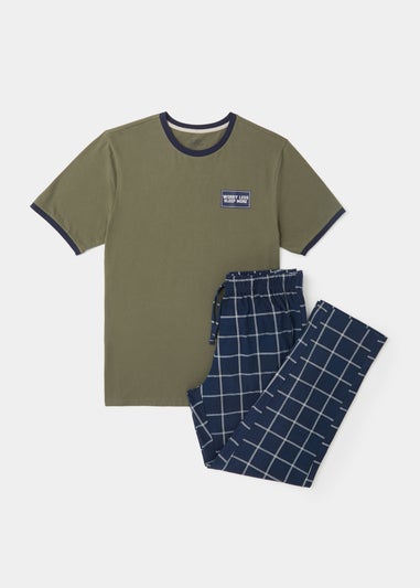 Green Worry Less Print Long Pyjama Set