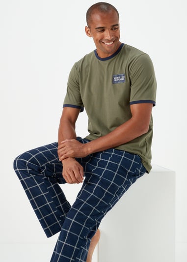 Green Worry Less Print Long Pyjama Set