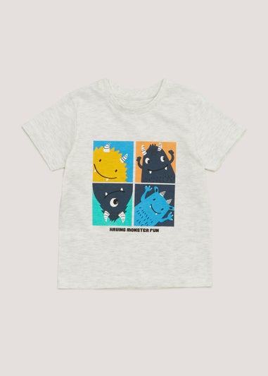 Boys Grey Monster Print T-Shirt (9mths-6yrs)