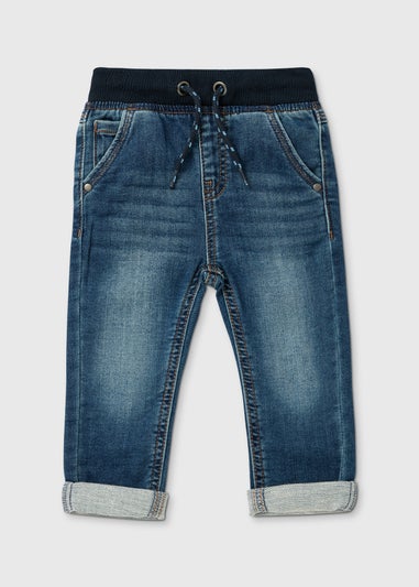 Boys Blue Ribbed Waist Knitted Jeans (9mths-6yrs)