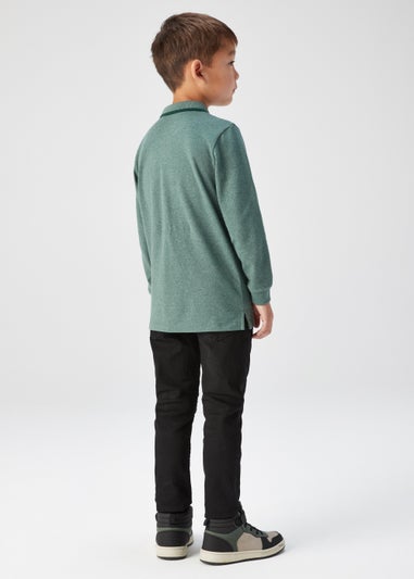 Boys Green Grindle Long Sleeve Polo Shirt (4-13yrs)