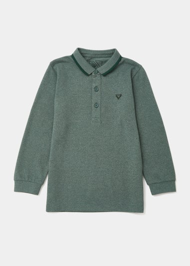 Boys Green Grindle Long Sleeve Polo Shirt (4-13yrs)