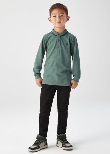 Boys Green Grindle Long Sleeve Polo Shirt (4-13yrs)