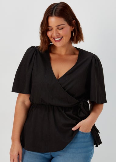 Papaya Curve Black Jersey Wrap Co Ord Top