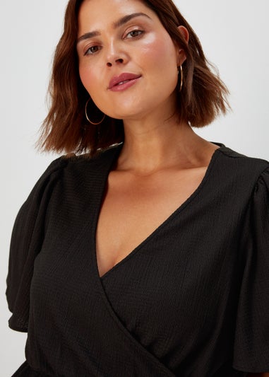 Papaya Curve Black Jersey Wrap Co Ord Top