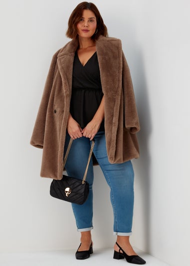 Papaya Curve Black Jersey Wrap Co Ord Top