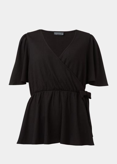 Papaya Curve Black Jersey Wrap Co Ord Top