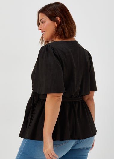 Papaya Curve Black Jersey Wrap Co Ord Top