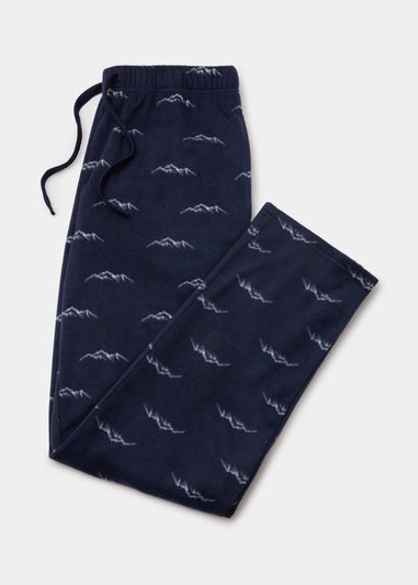 Navy Mountain Print Microfleece Pyjama Bottoms