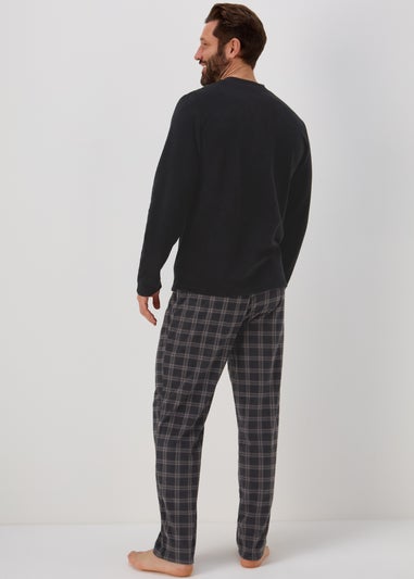 Black Microfleece Long Sleeve Pyjama Set