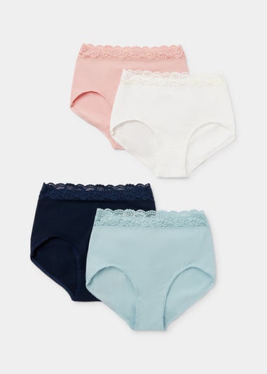4 Pack Multicoloured Lace Trim Knickers - Matalan
