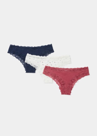3 Pack Lace Brazilian Knickers