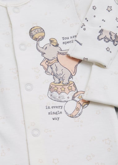 Baby 2 Pack White Disney Dumbo Sleepsuits (Newborn-12mths)
