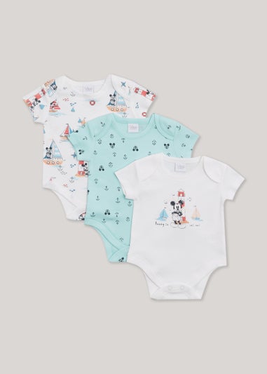 Baby 3 Pack Blue Disney Mickey Mouse Bodysuits (Newborn-12mths)