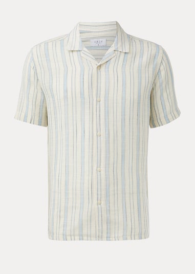 Ecru & Blue Stripe Short Sleeve Shirt