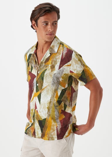 Multicoloured Abstract Print Short Sleeve Shirt