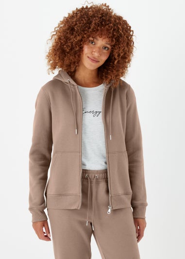 Beige Zip Up Hoodie