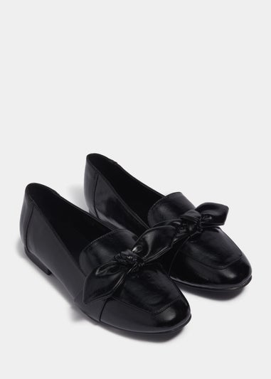 Black Wide Fit Soft Knot Loafers