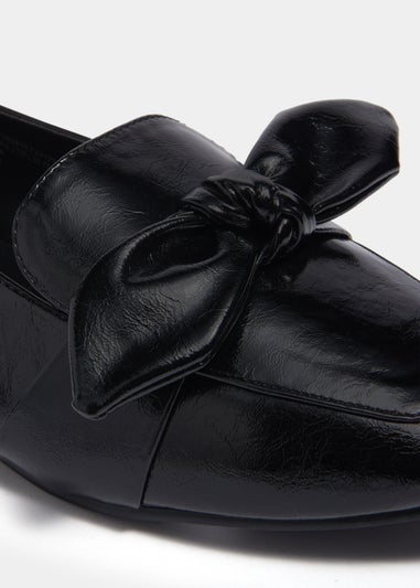 Black Wide Fit Soft Knot Loafers