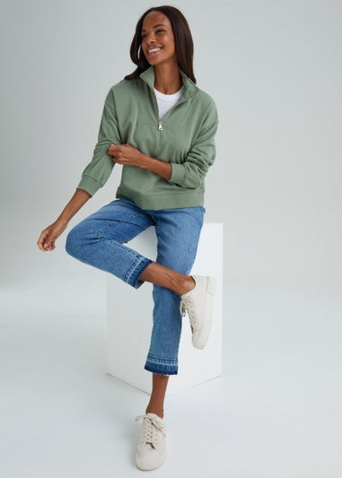 Khaki Half Zip Sweatshirt