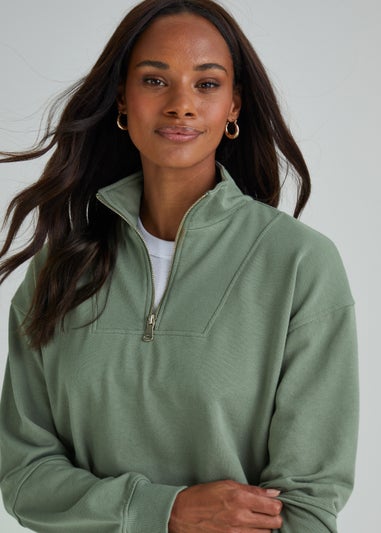 Khaki Half Zip Sweatshirt