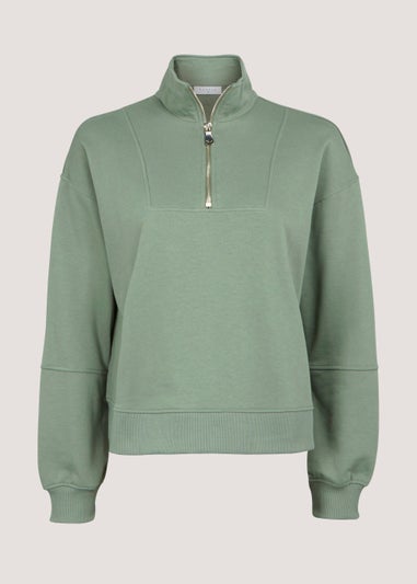 Khaki Half Zip Sweatshirt