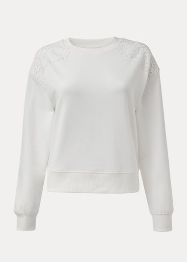 Cream Embroidered Sweatshirt