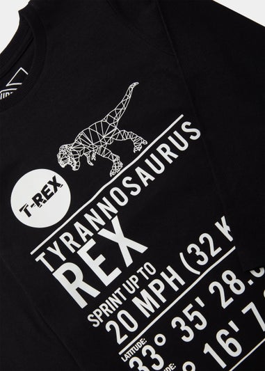 Boys Black Dinosaur Text Long Sleeve T-Shirt (4-13yrs)