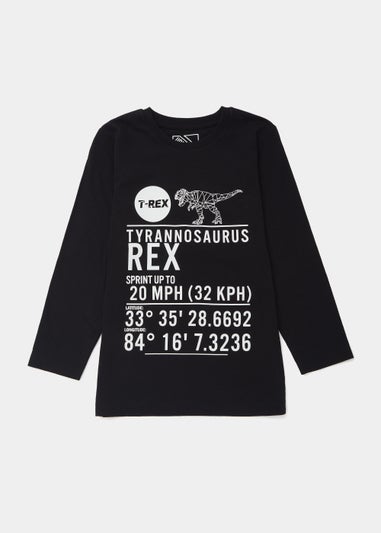 Boys Black Dinosaur Text Long Sleeve T-Shirt (4-13yrs)