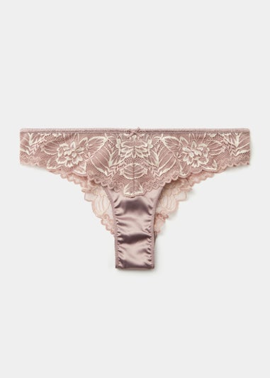 Mink Tonal Lace Co-Ord Brazilian Knickers