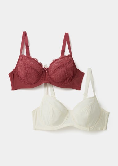 2 Pack DD+ Non Padded Leaf Lace Bras