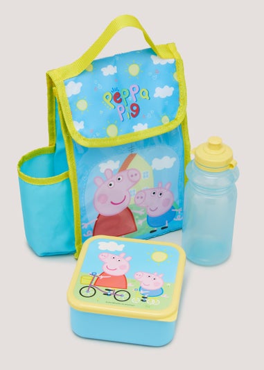 Kids 3 Piece Peppa Pig School Lunch Bag Set (26cm x 18cm x 10cm)