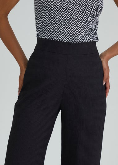 Black Textured Cropped Trousers