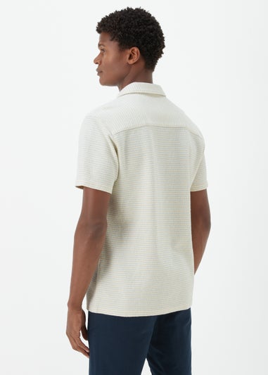 Ecru Textured Jersey Short Sleeve Shirt