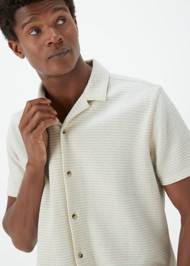 Ecru Textured Jersey Short Sleeve Shirt