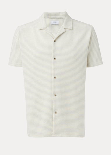 Ecru Textured Jersey Short Sleeve Shirt