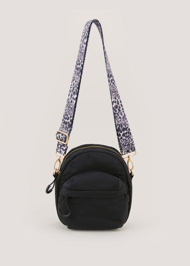 Black Nylon Dome Cross Body Bag