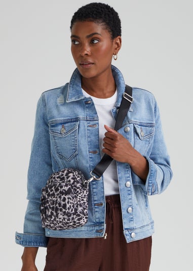 Black Animal Print Nylon Bag