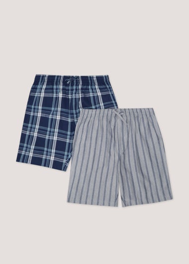 2 Pack Stripe & Check Woven Pyjama Shorts