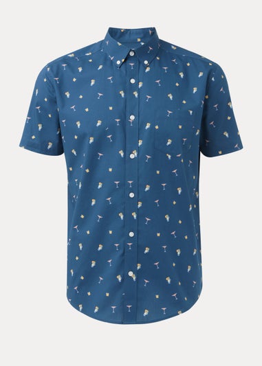 Blue Cocktail Print Shirt